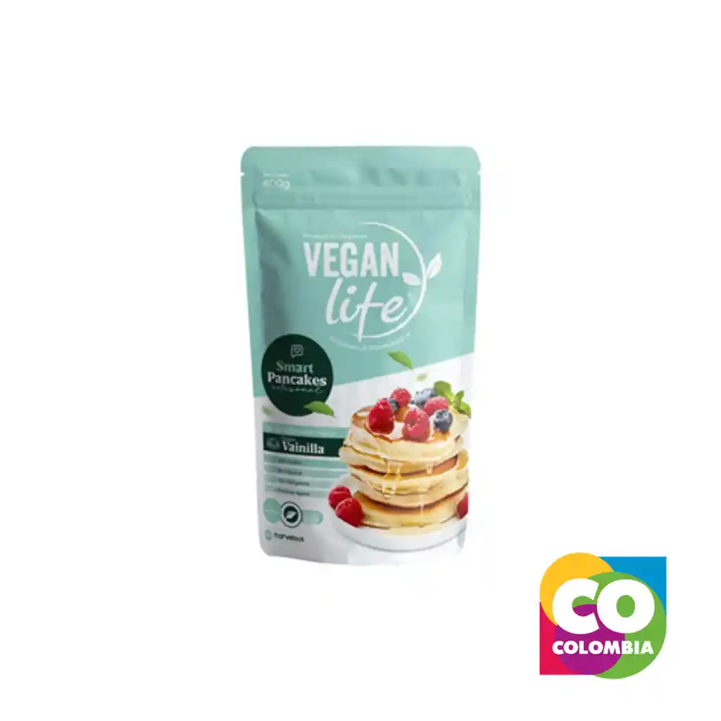 Premezcla De Pancakes Vainilla Marca Vegan Life Embalaje De 1 Unidad Por 400g