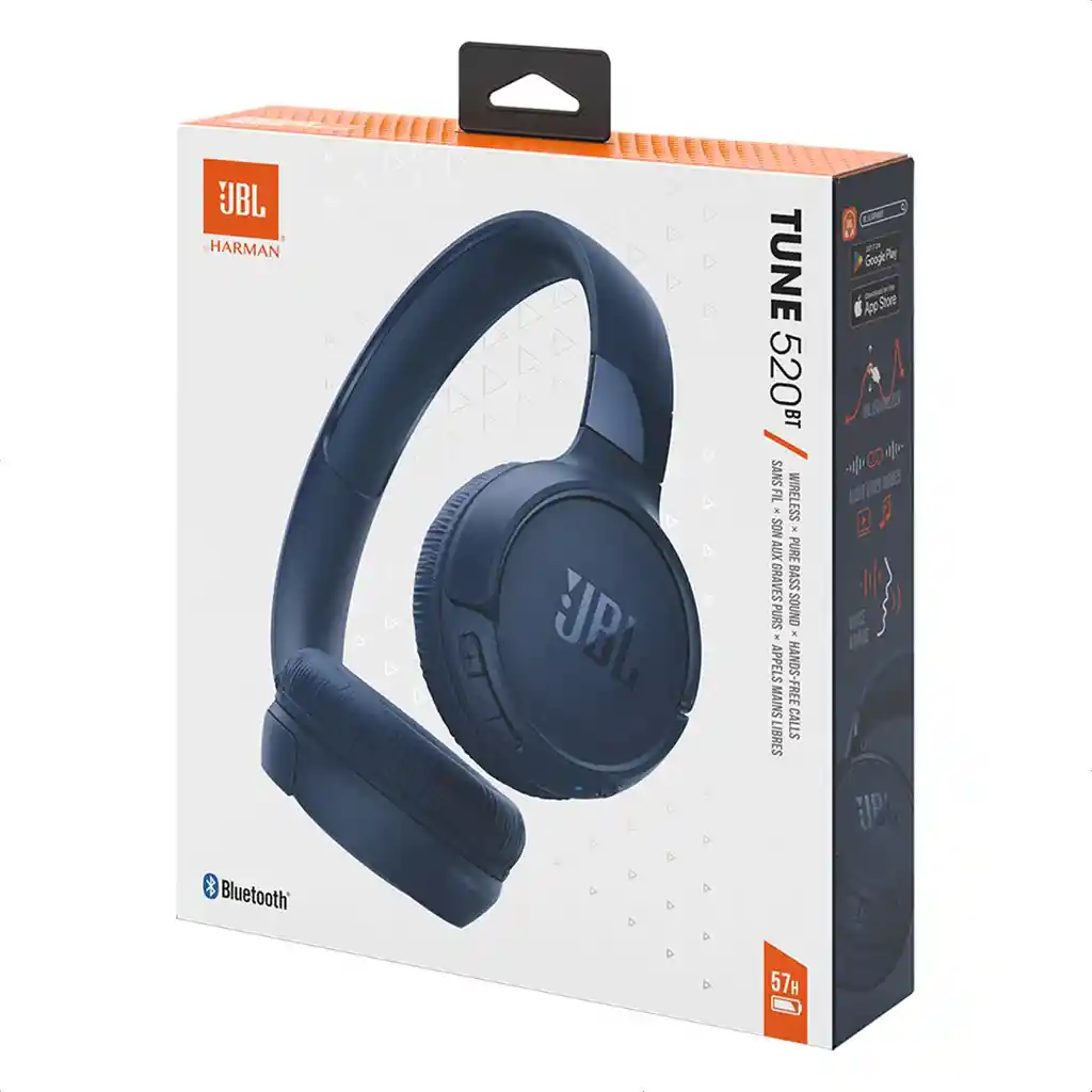 Jbl Tune 520bt, Audífonos Bluetooth 5.3 Sonido Pure Bass, Blue