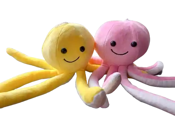 Duo De Pulpos Grandes, Rosado Y Amarillo