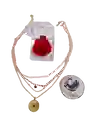 Cofre De Lujo De Rosa Preservada Roja Con Collar De Corazón