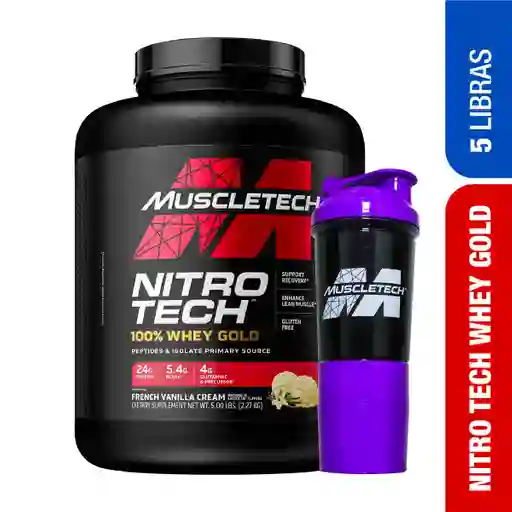 Nitrotech Whey Gold 5 Libras Vainilla + Shaker