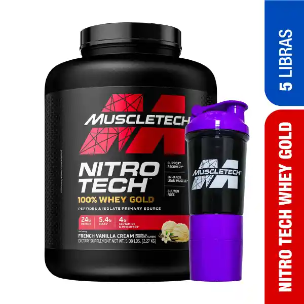 Nitrotech Whey Gold 5 Libras Vainilla + Shaker