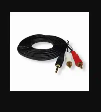 Cable Auxiliar De Audio Punta Dorada 2x1 Full Sonido Plug 3.5mm A Doble Rca Blanco/rojo 5 Metros