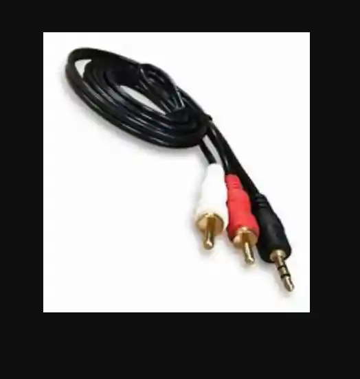 Cable Auxiliar De Audio Punta Dorada 2x1 Full Sonido Plug 3.5mm A Doble Rca Blanco/rojo 5 Metros