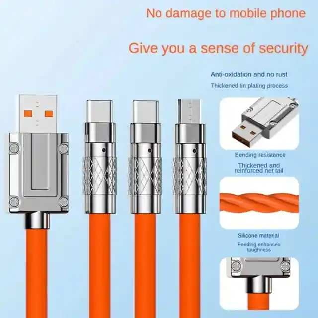 Cable Para Iphone De Carga Ultra Rapida 120w A 6 Amperios 6 Milimetros Ultra Resistente