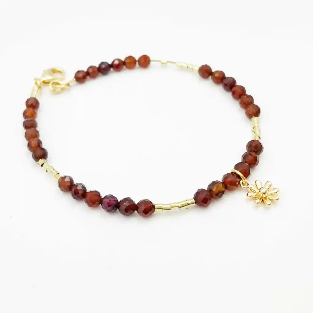 Pulsera Flor Y Piedras Naturales