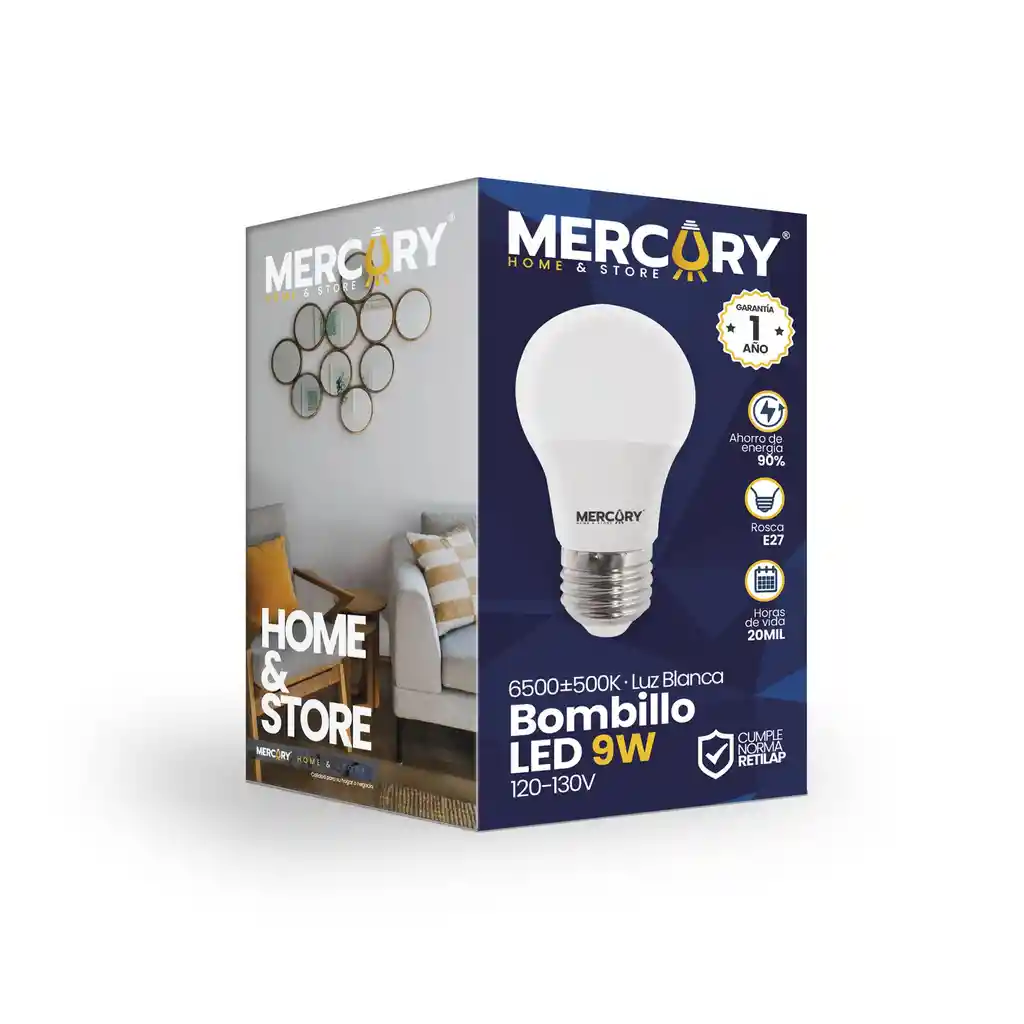 Bombillo Led Luz Blanca 9w Mercury