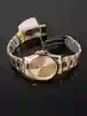 Reloj Qyq Qa06j010y Dorado Acero Hombre + Estuche