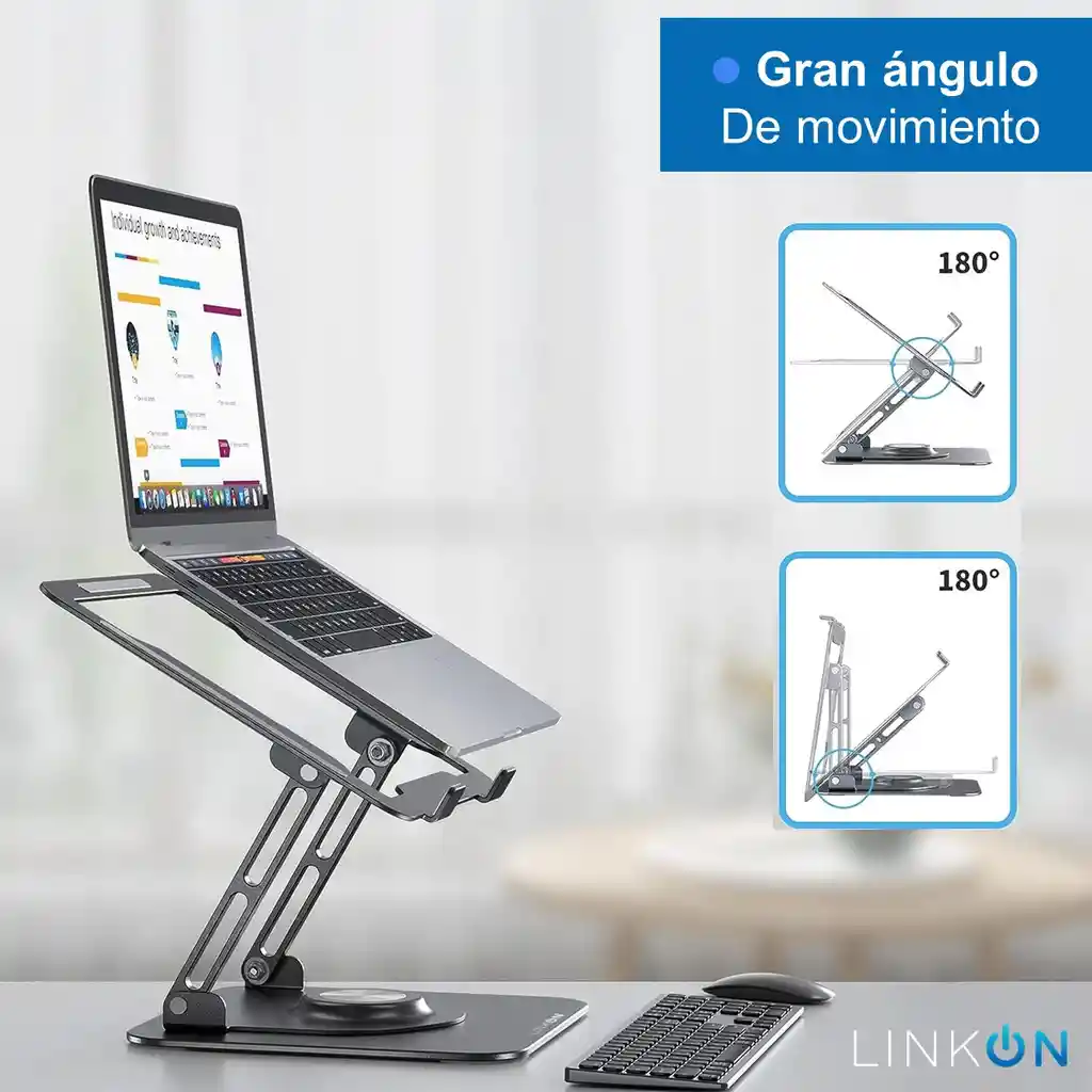 Soporte Rotativo Para Portatil Ipad Tablet Aluminio Plegable