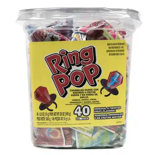 Ring Pop Anillos De Caramelo Surtido 40 Unidades / 14 G / 0.5 Oz