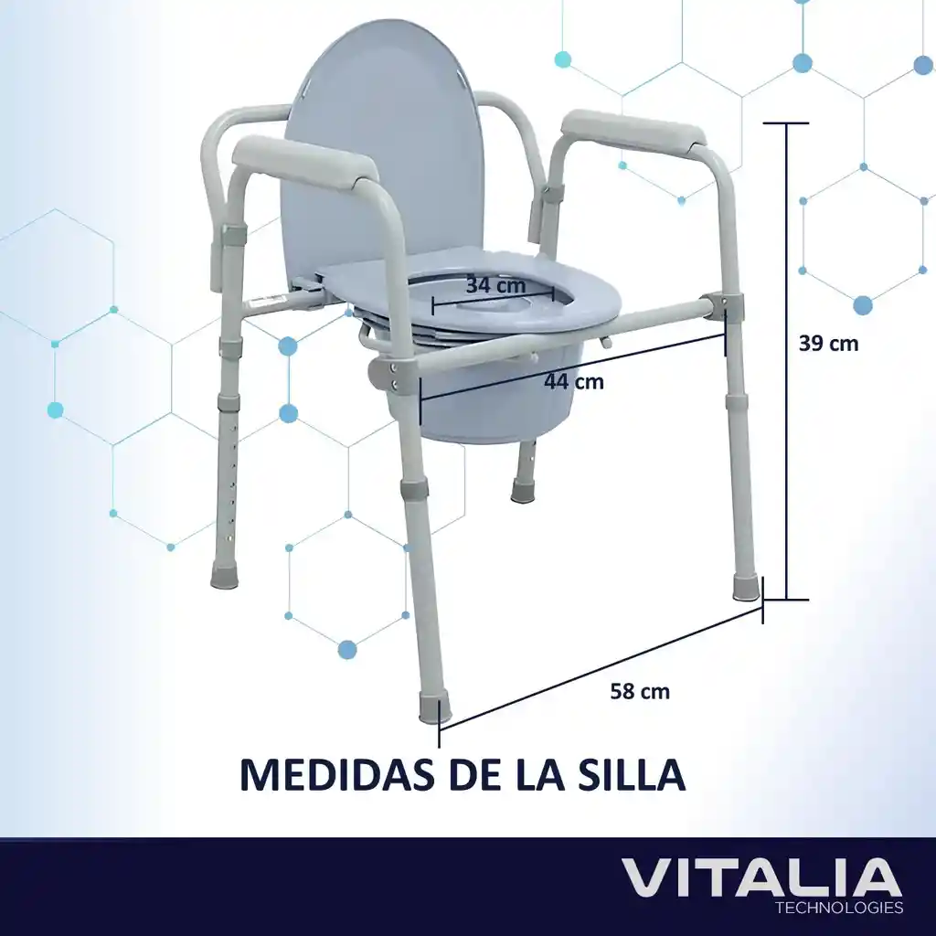 Silla De Baño Ayuda Sanitaria Ajustable Mica Balde Removible