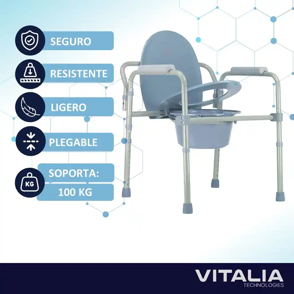 Silla De Baño Ayuda Sanitaria Ajustable Mica Balde Removible