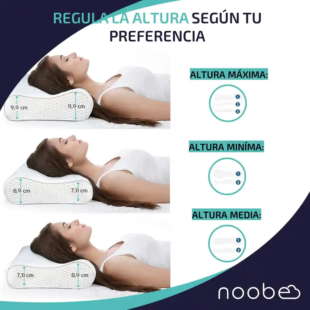 Almohada Viscoelastica Memory Foam Cervical Noobe Ajustable