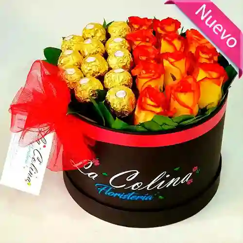 Cilindro De Rosas Para Cumpleaños Con Chocolates Brucela