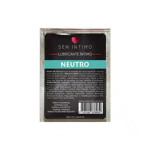 Lubricante Neutro 7ml - Sen Intimo