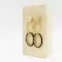 Aretes Largos Dorados Con Obsidiana