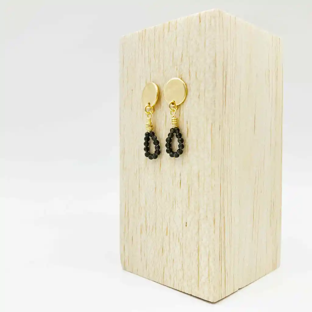 Aretes Gota De Obsidiana