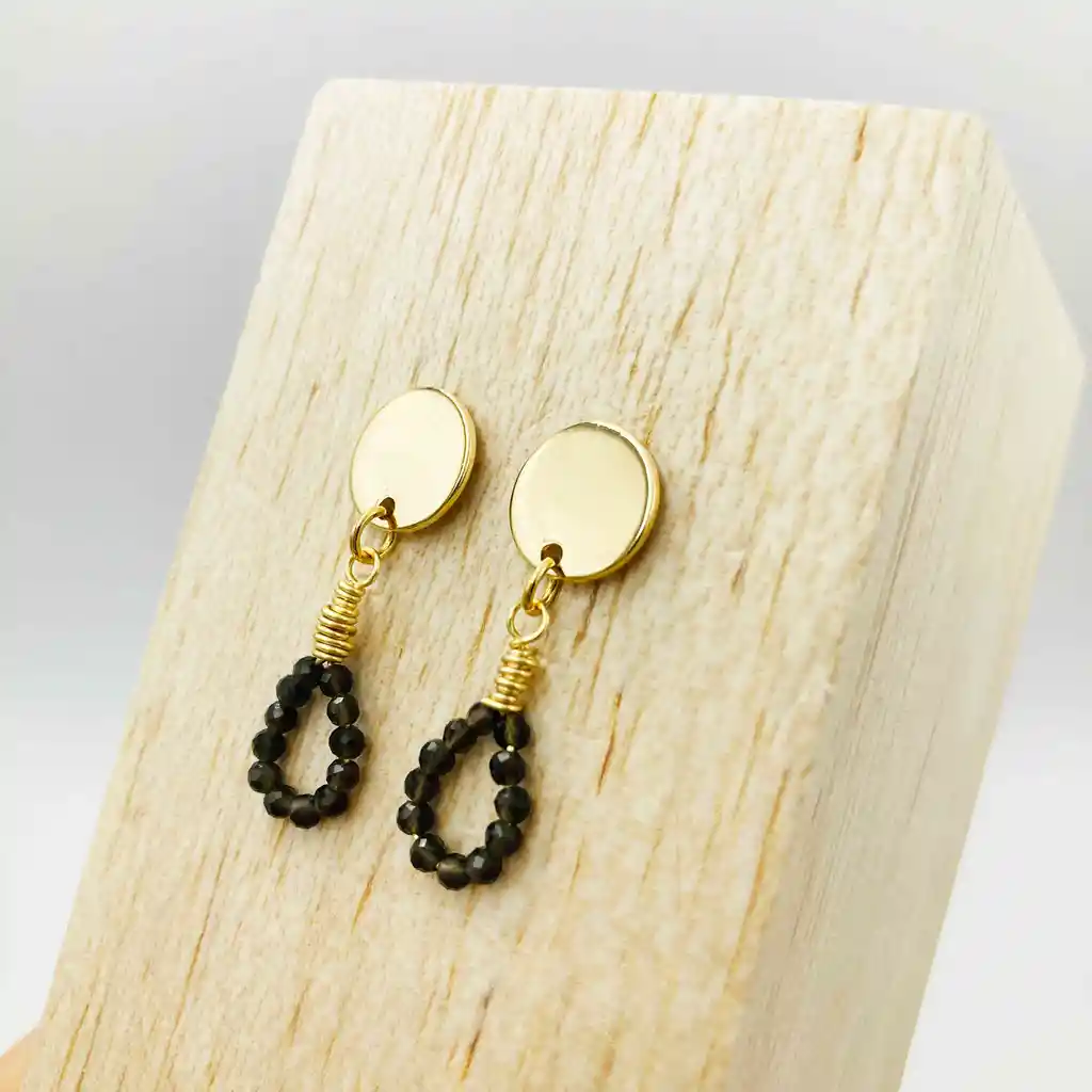 Aretes Gota De Obsidiana