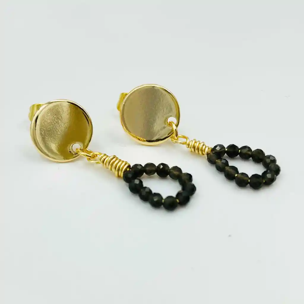 Aretes Gota De Obsidiana