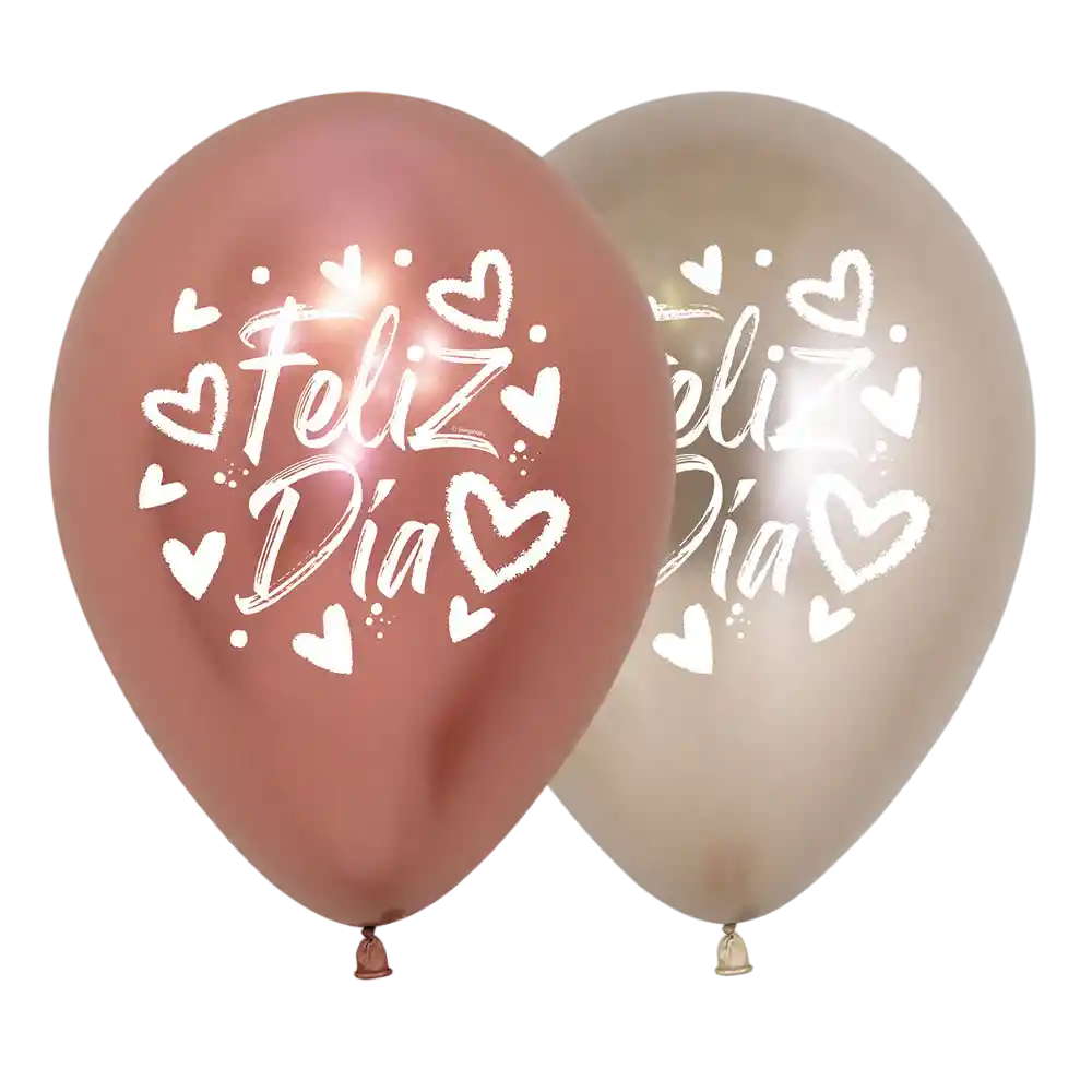 Bombas Globos Biodegradable De Látex Feliz Dia Corazones Brillantes Cromadas Surtidas R12