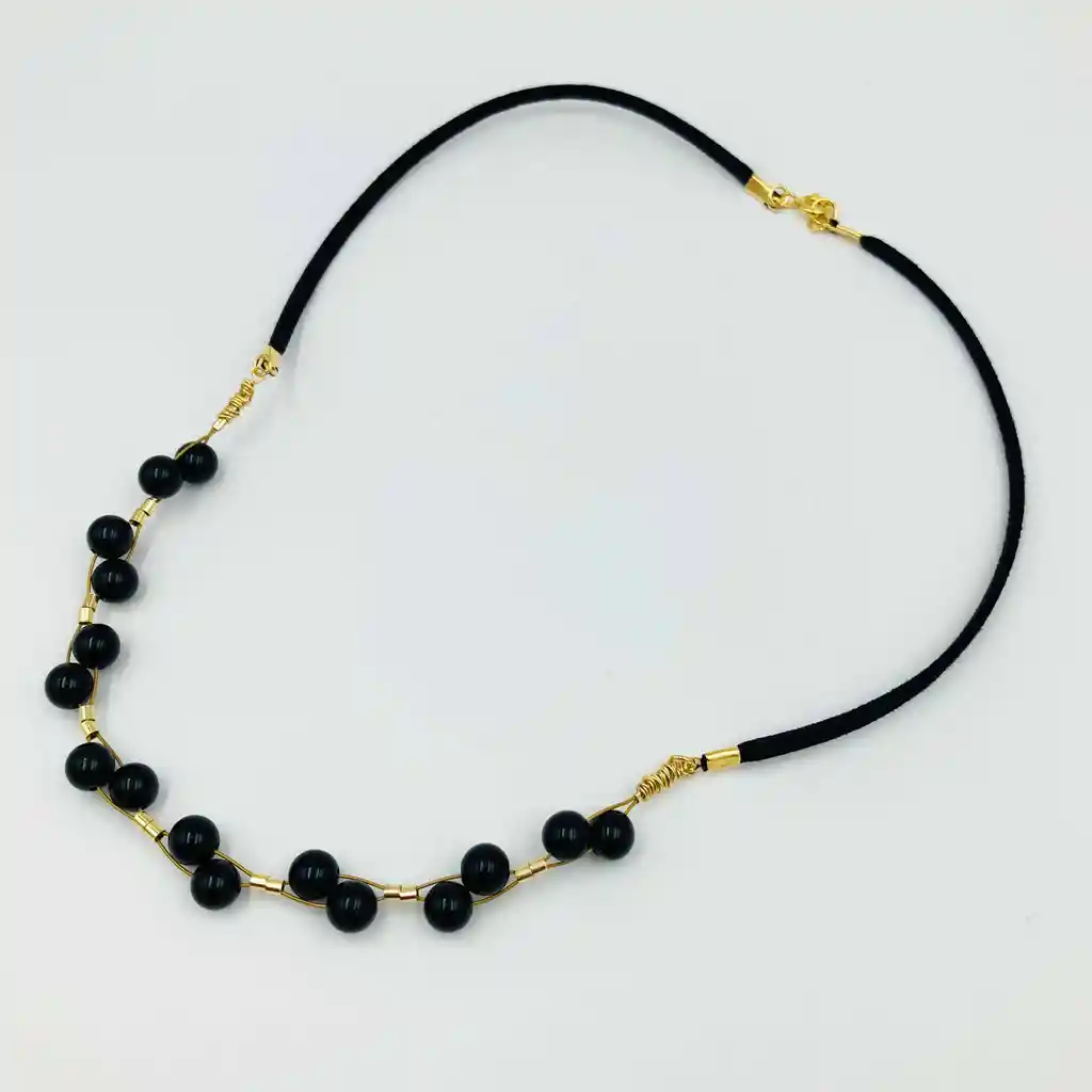 Collar Negro Obsidiana Y Gamuza