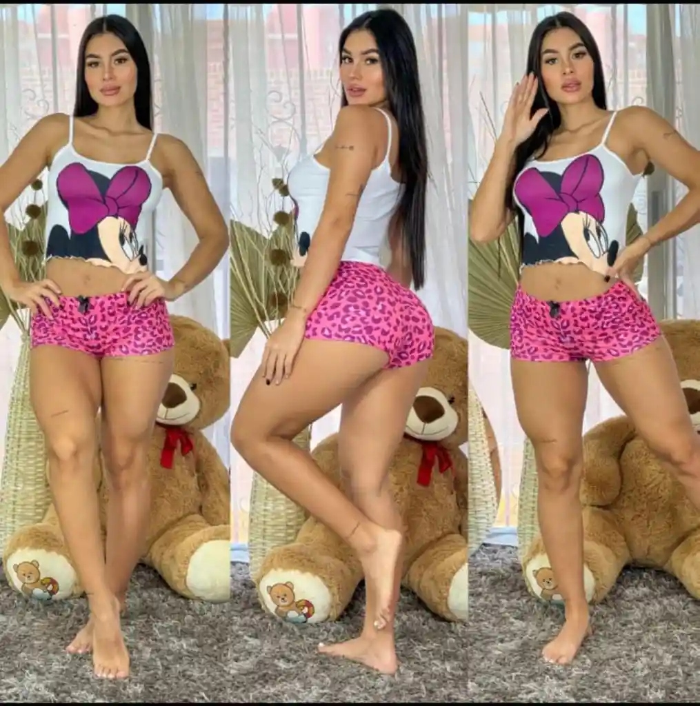 Pijama Short + Blusa De Tiras