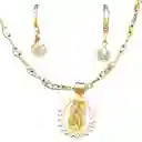 Cadena Virgen Blanca Con Aretes Joyeria Regalo