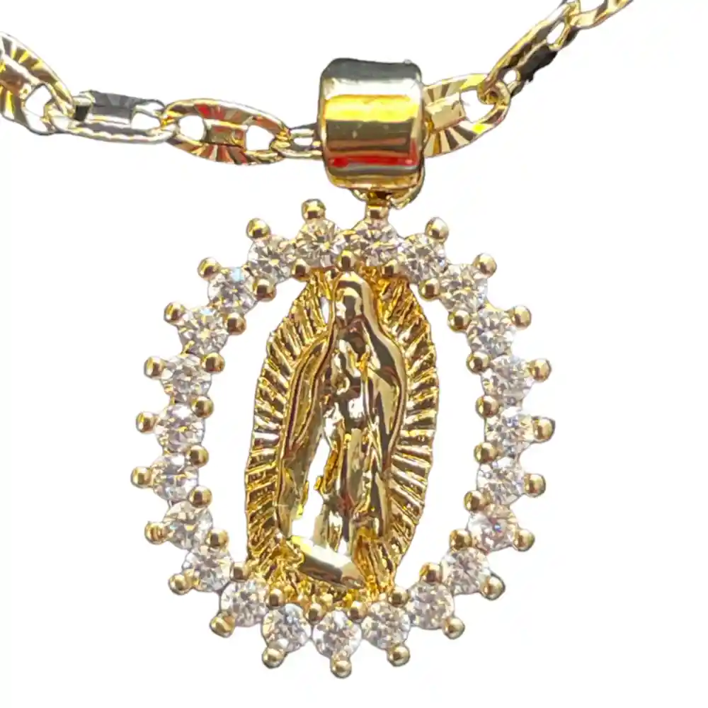 Cadena Virgen Blanca Con Aretes Joyeria Regalo