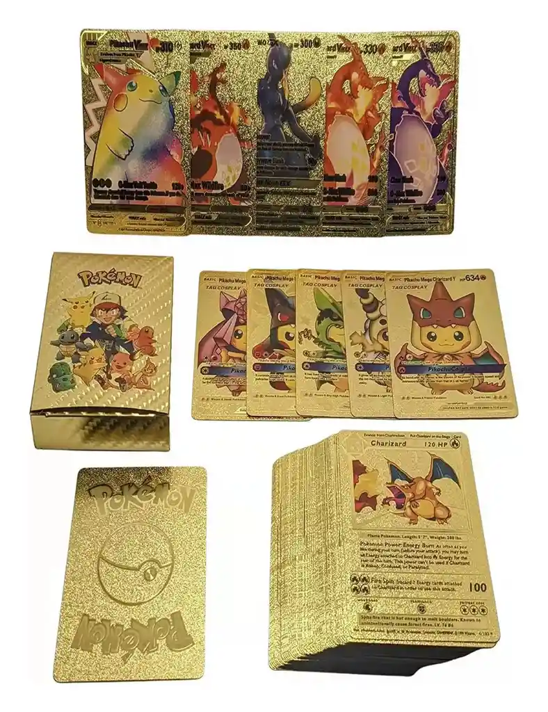 X54 Cartas Pokemon Metalizadas Coleccionables