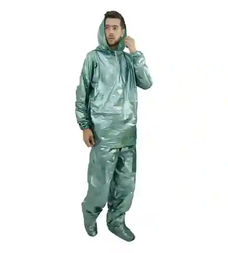 Traje Impermeable Talla Xl Verde Metalizado Calibre 2.5