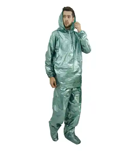 Traje Impermeable Talla Xl Verde Metalizado Calibre 2.5
