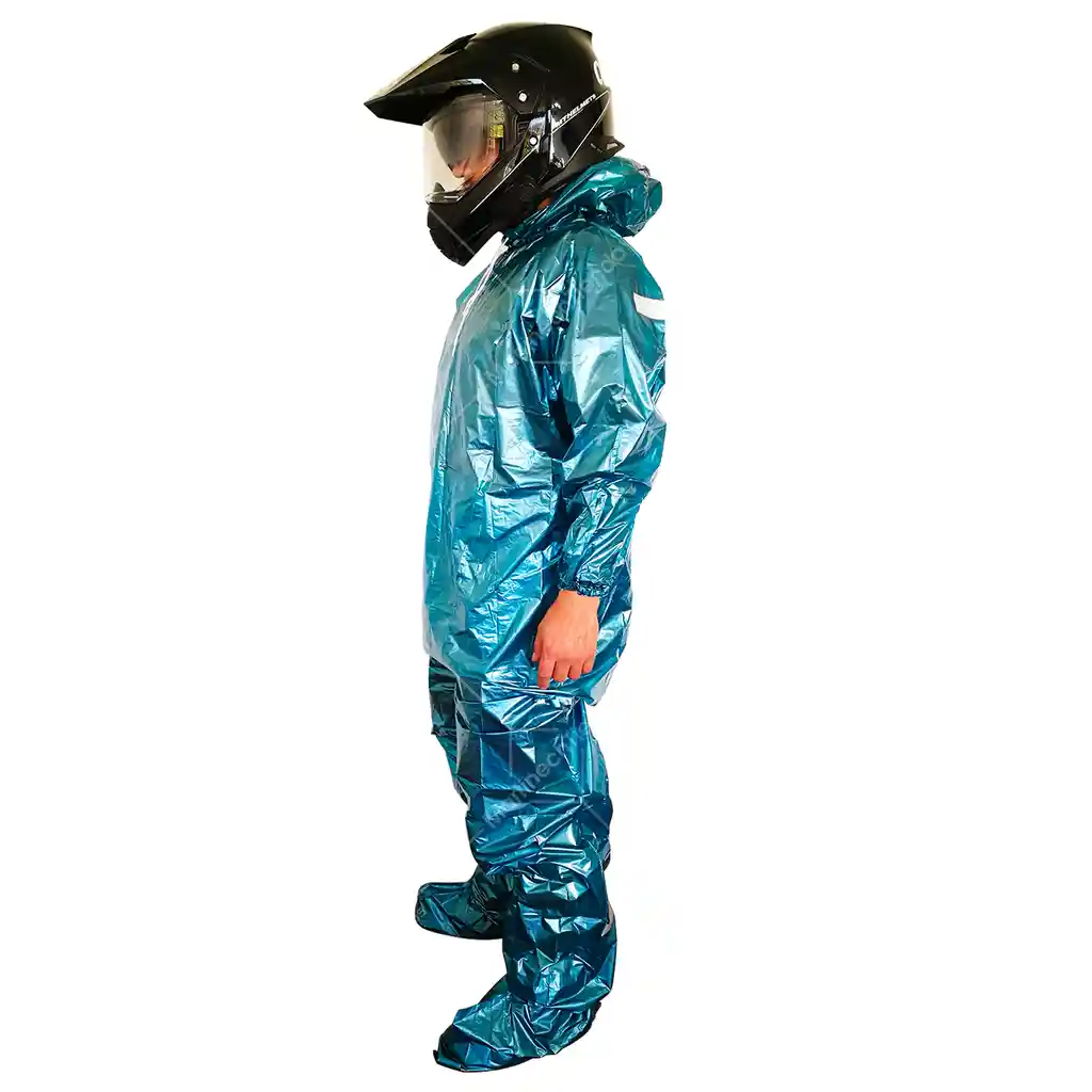 Traje Impermeable Talla Xxl Azul De Moto Metalizado Calibre 2.5