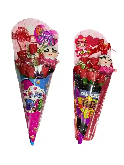 Cono De Rosas Muñeco Para El Dia De La Madre