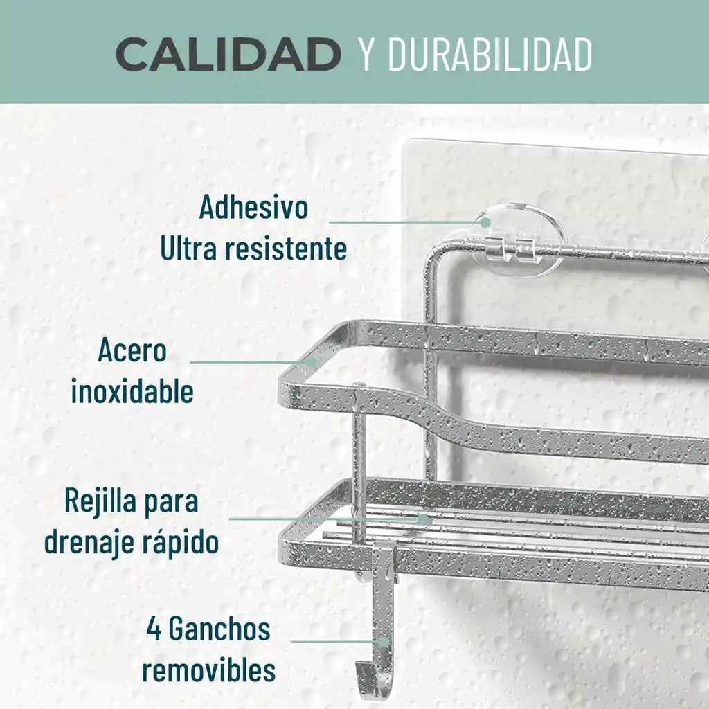 Organizador De Ducha Repisa Baño Adhesivo Set 2 Inoxidable