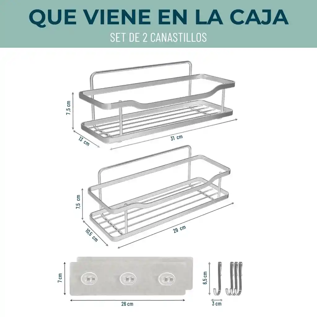 Organizador De Ducha Repisa Baño Adhesivo Set 2 Inoxidable