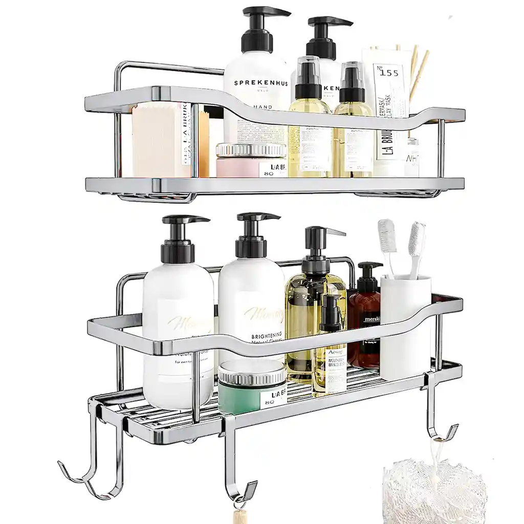 Organizador De Ducha Repisa Baño Adhesivo Set 2 Inoxidable