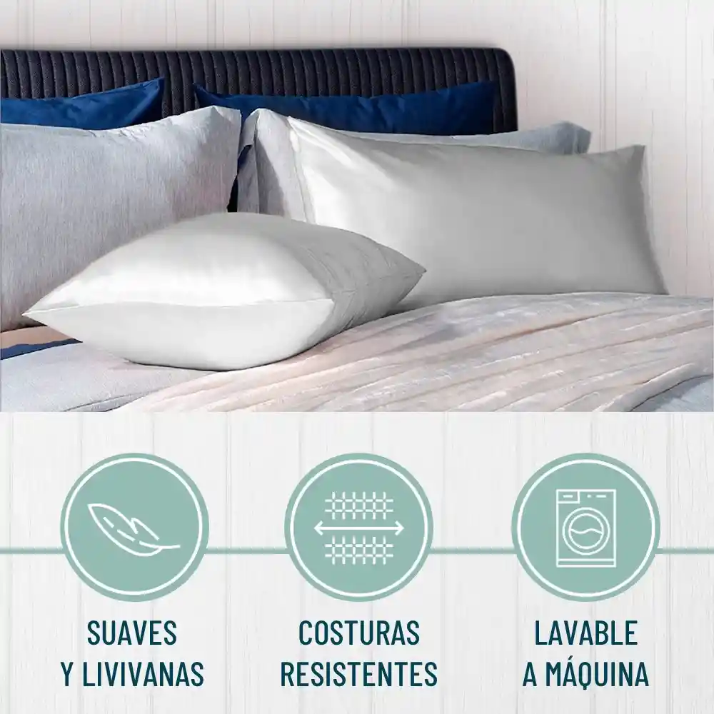 Funda Almohada Satin Saten Tipo Seda 76x50cm Set X 2
