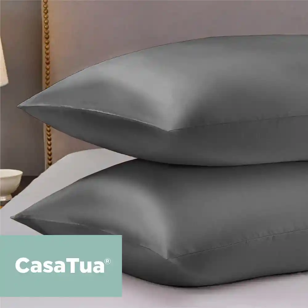 Funda Almohada Satin Saten Tipo Seda 100x50cm Set X 2