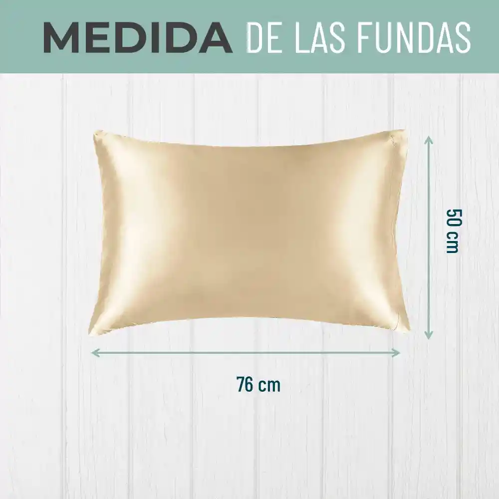 Funda Almohada Satin Tipo Seda Set X 2 Champagne 76x50cm