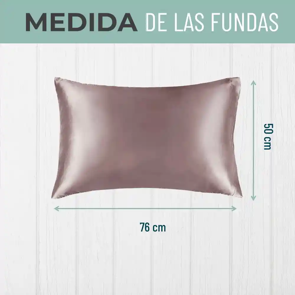 Funda Almohada Satin Tipo Seda Set X 2 Rosa Pardo 76x50cm!