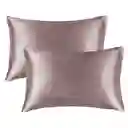 Funda Almohada Satin Tipo Seda Set X 2 Rosa Pardo 76x50cm!