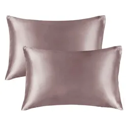 Funda Almohada Satin Tipo Seda Set X 2 Rosa Pardo 76x50cm!