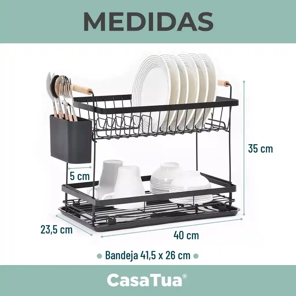 Secaplatos Escurridor Loza 2 Niveles Inoxidable Casatua