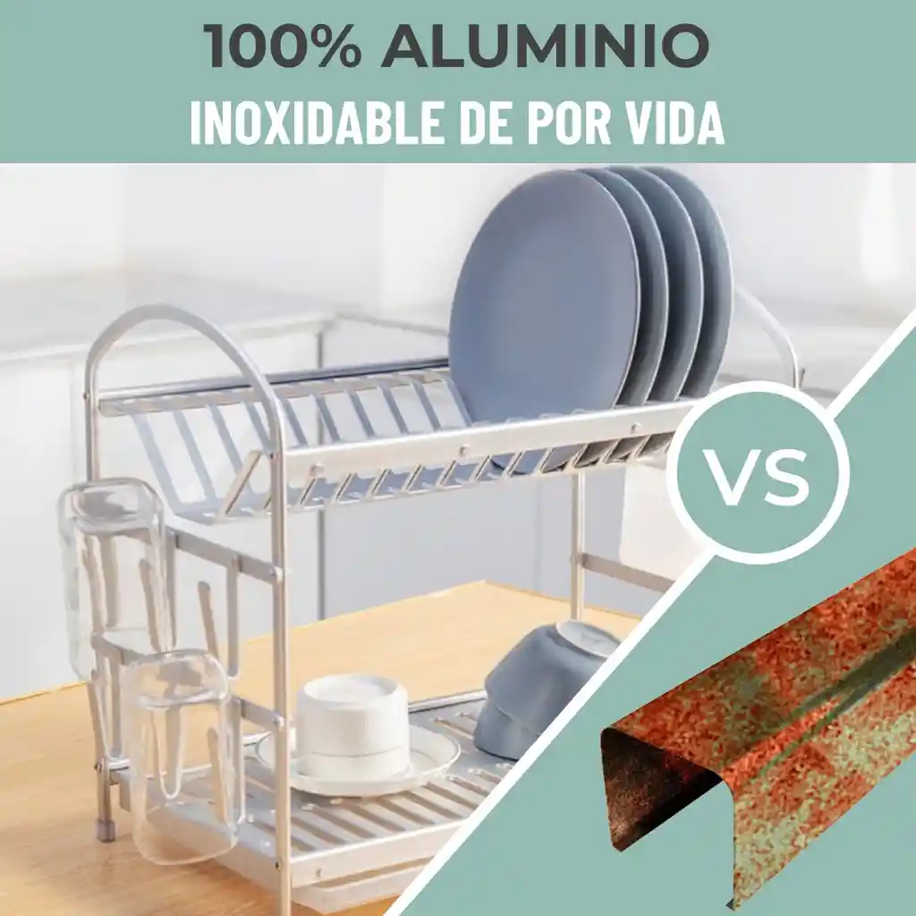 Escurridor Platos Platero 2 Niveles Aluminio 100% Inoxidable