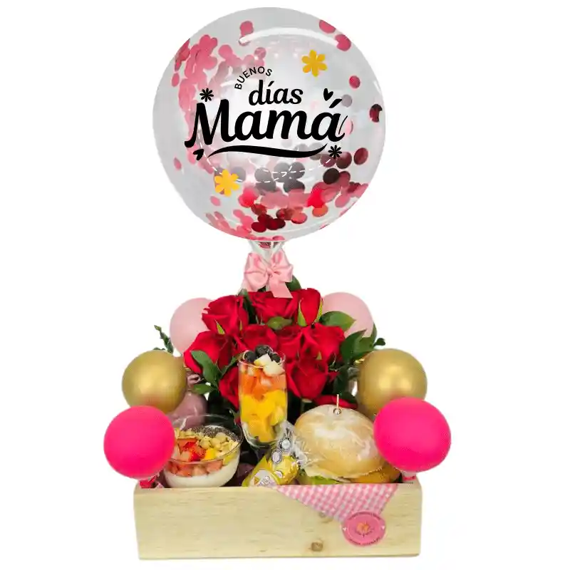 Desayuno Sorpresa Rosas Y Globos Mamá