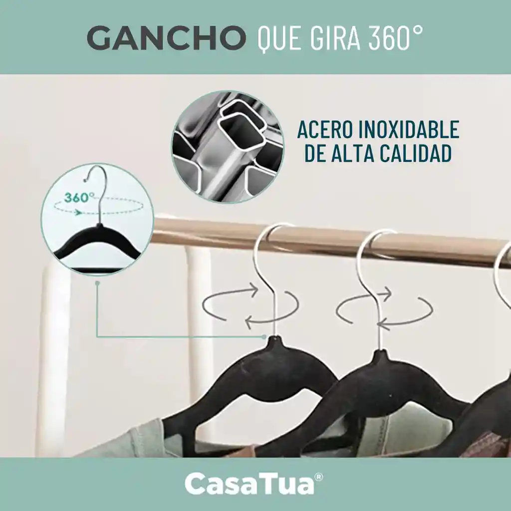 Ganchos De Ropa Casatua X20 Terciopelo Antideslizante