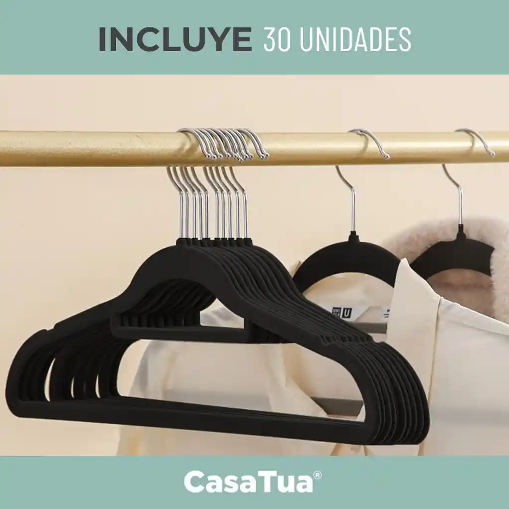 Colgadores De Ropa Casatua Set 30u Terciopelo Antideslizante