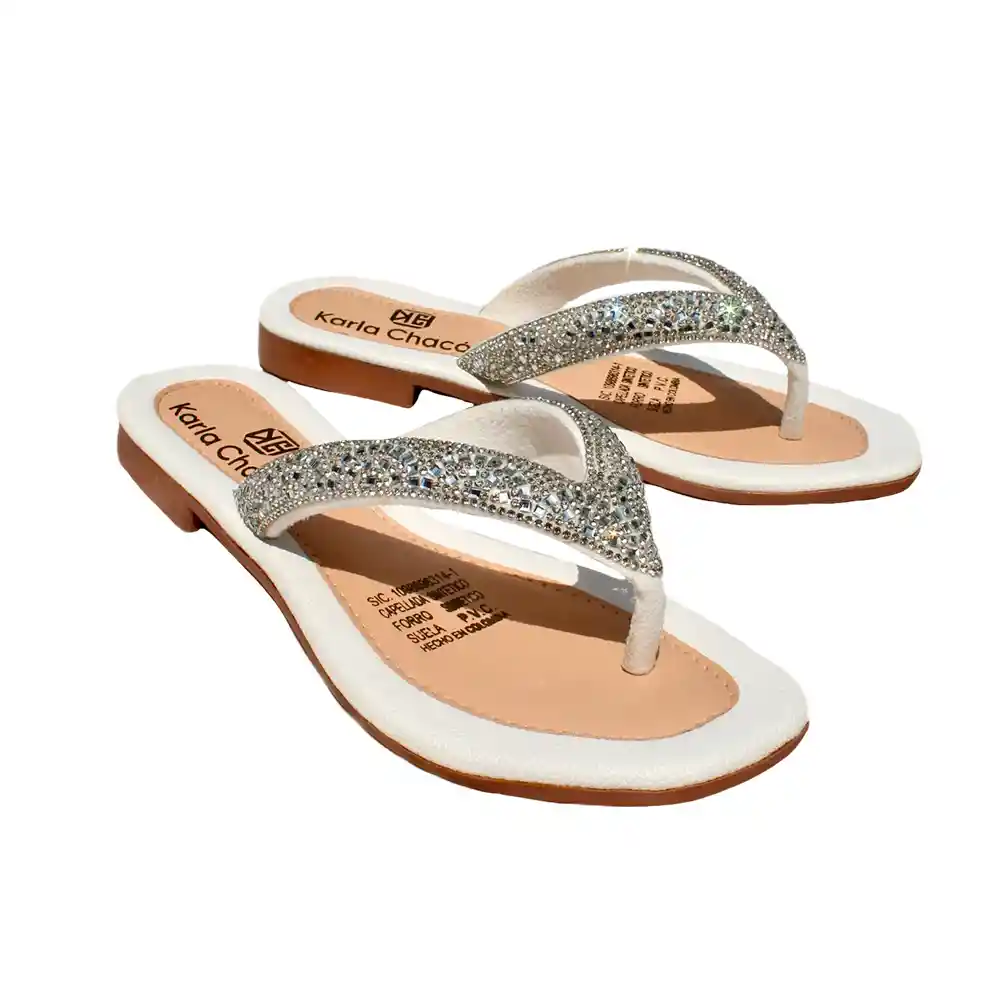 Zapato Mujer Casual Sandalia Dama Karla Chacon Melina Blanco 39