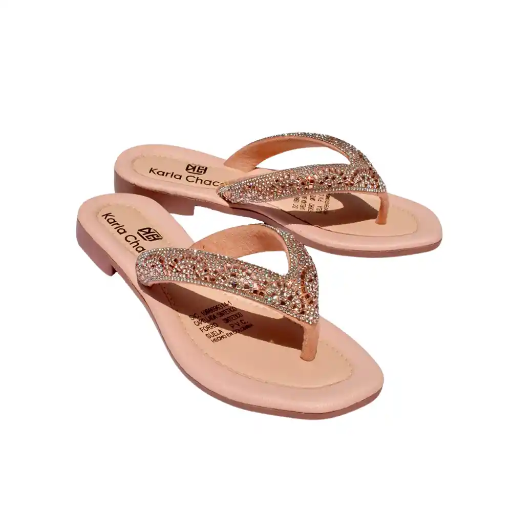 Zapato Mujer Casual Sandalia Dama Karla Chacon Melina Oro Rosa 37