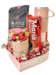 Regalo Especial Madres Con Termo, 2 Tazas, Café, Chocolates Y Galletas - Feliz Día De Las Madres - Regalo Especial - Regalo Sorpresa Ref 90